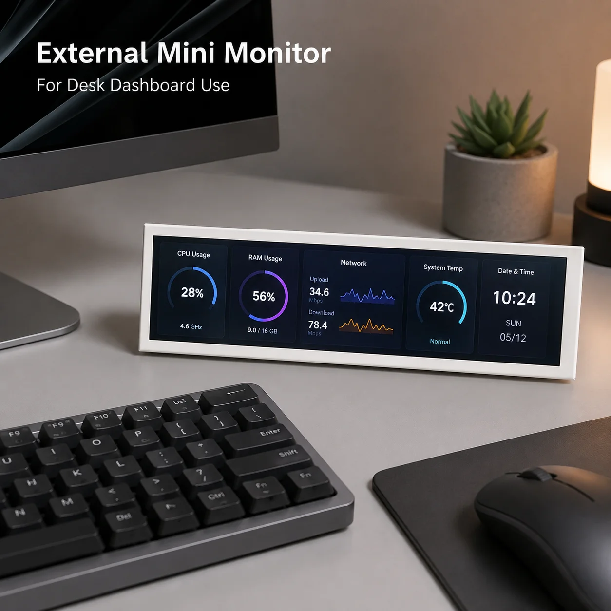 LESOWN 8.8 11.3 Inch Stretched Bar LCD Monitor Mini HDTV 60Hz 170 Degree View Black or White Case for PC Sensor Panel Setup