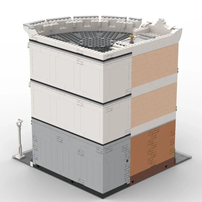 ストリートビューモデル Moc ビルディングレンガ湾曲コーナーバーチ銀行技術モジュラーブロックギフトクリスマスおもちゃ DIY セットアセンブリ