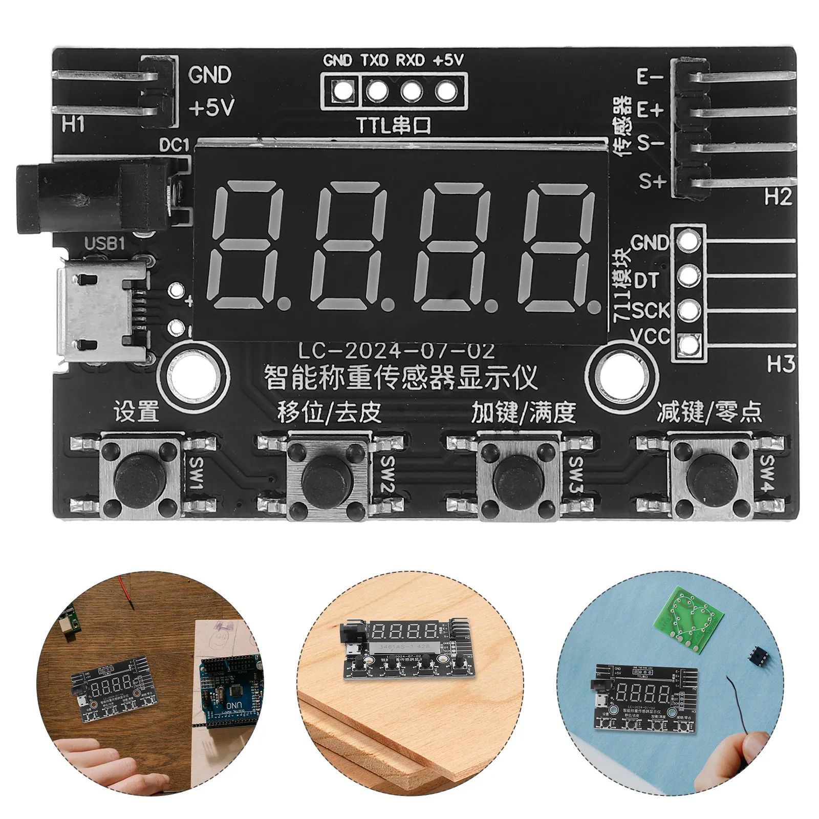 Smart Weighing Pressure Sensor Digital Scale Module 24-Bit Resolution Accurate Weight Measurement Sensor for Floor Scale