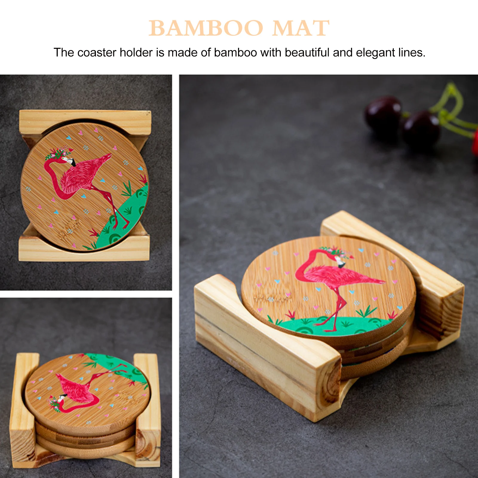 

Bamboo Coaster Holder Rack Lightweight Portable Storage ganizer Simple Placemat Kitchen Gadget Tea Cup Mat Holder Space Saving
