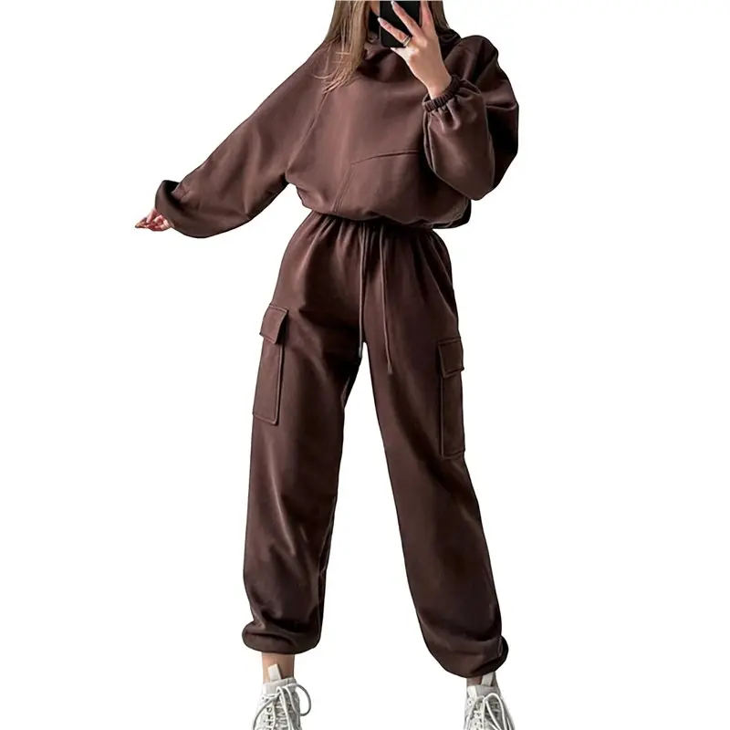 

ABRT-Womens 2 Piece Lounge Hoodies And Cargo Pants Sets Fall Fashion Clothes Airport Travel Pants Tracksuits