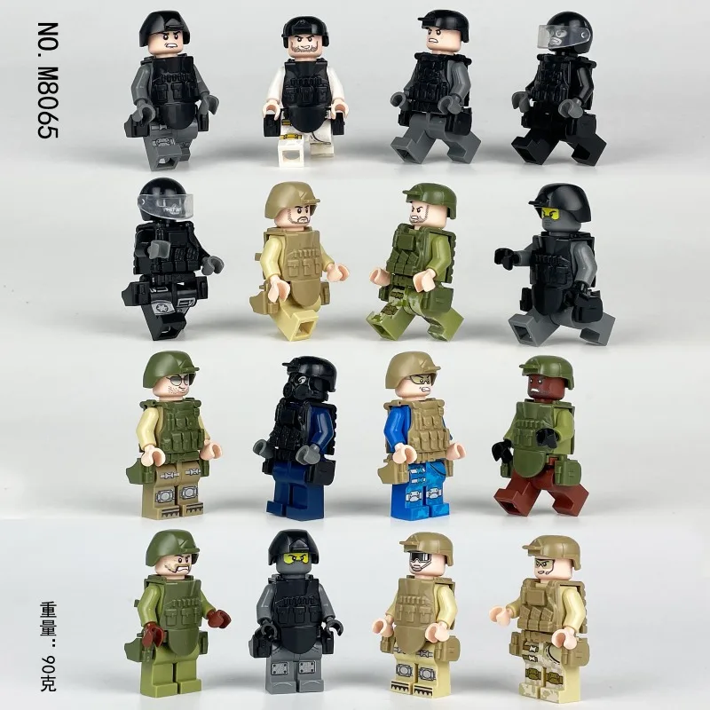 

16 models M8065 anti-terrorism doll weapon accessories miniature particles building block boy toy assembly puzzle