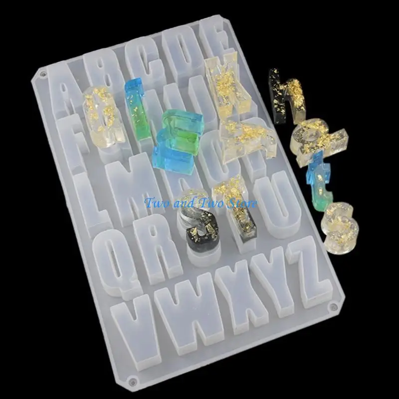 HX6F Creative Jewelry Making Mould Keychains Craft DIY Crystal Epoxy Mold Lowercase Letter Molds Mirror Handmade Pendant