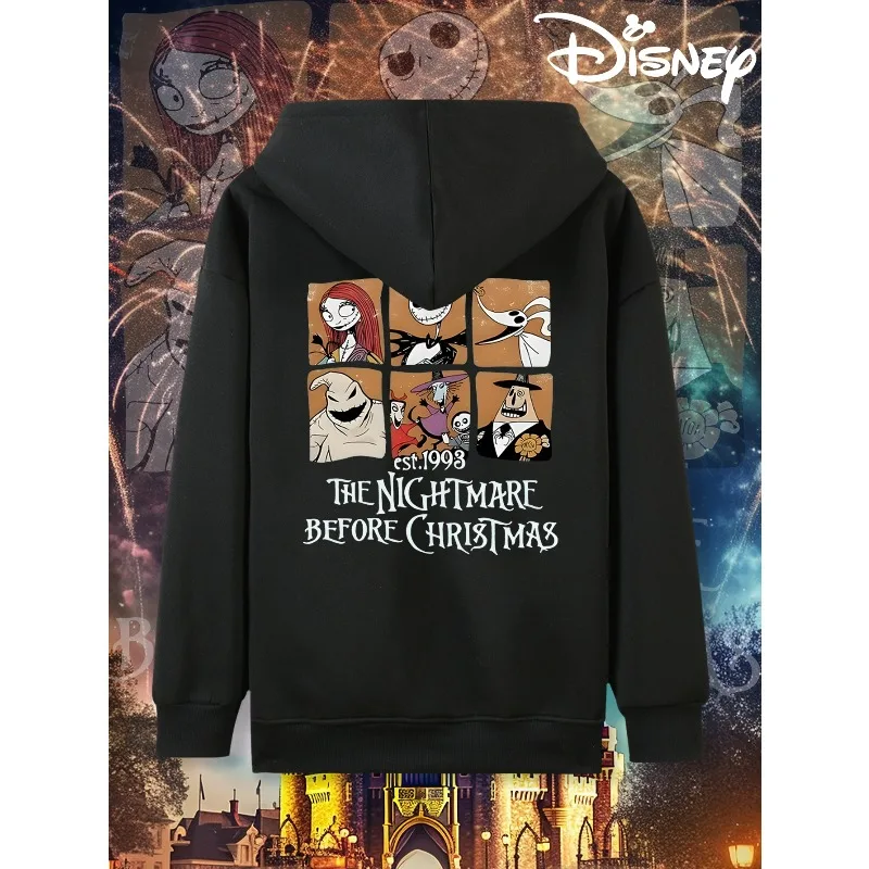 Disney's The Nightmare Before Christmas Women's Hoodie Tim Designs Jack Skellington and Sally Pattern Pullover Zip-Up Jacket