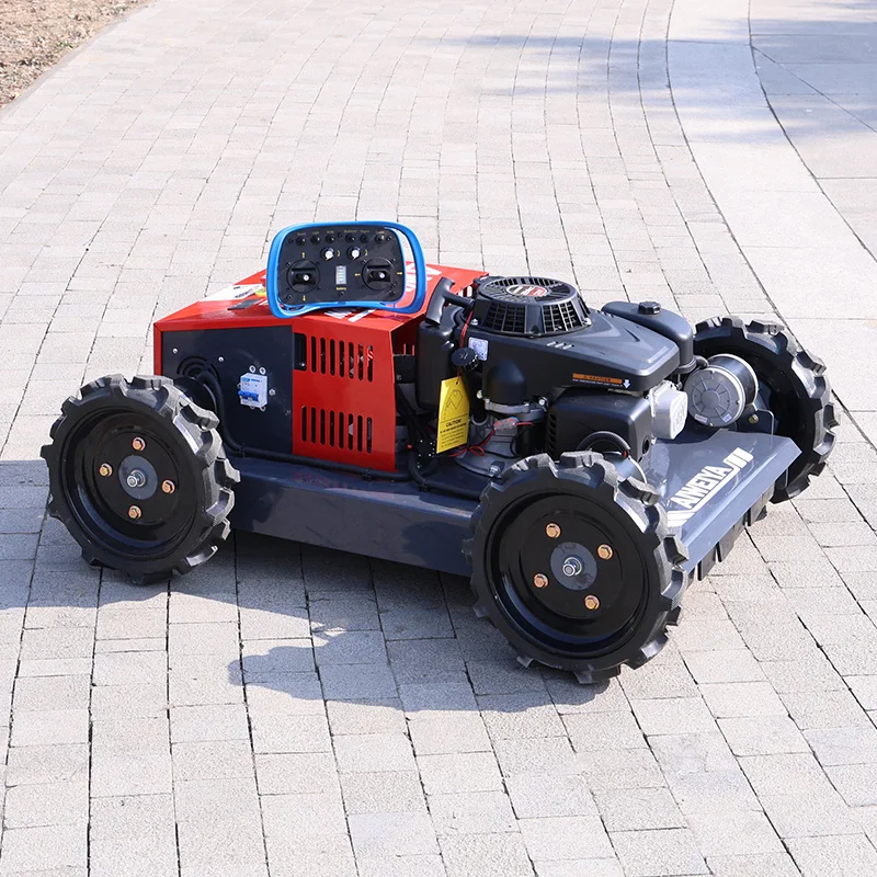 

Customized remote control four-wheel lawnmower all terrain climbing garden orchard lawn cleaning machine