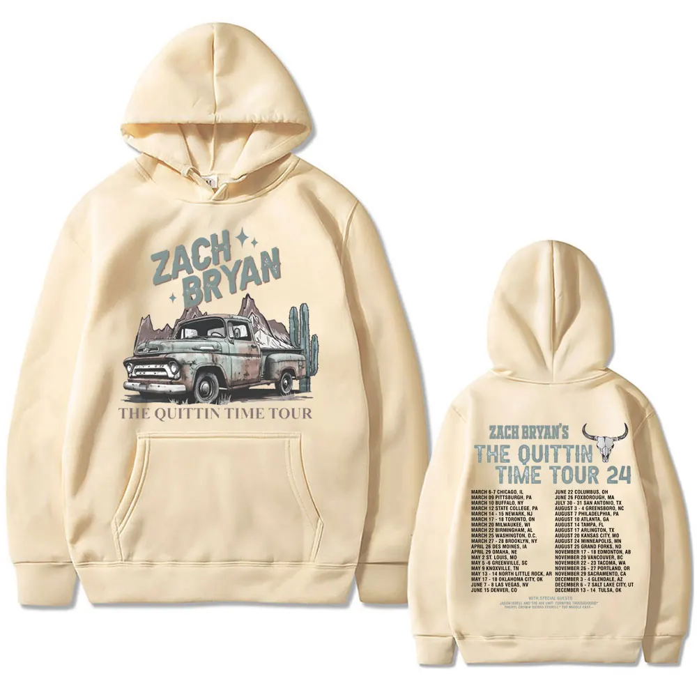 Zach Bryan The Quittin Time Tour 2024 Hoodie Men Women Fashion Hip Hop Oversized Sweatshirt Male Fleece Cotton Casual Hoodies