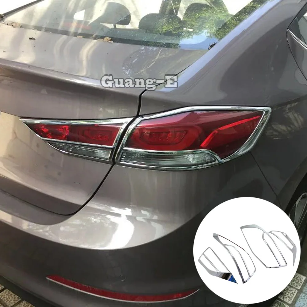 

Car Rear Back Light Lamp Hood Eyebrow Frame Stick ABS Chrome Cover Trim 4pcs For Hyundai Elantra Avante 2016 2017 2018 2019 2020