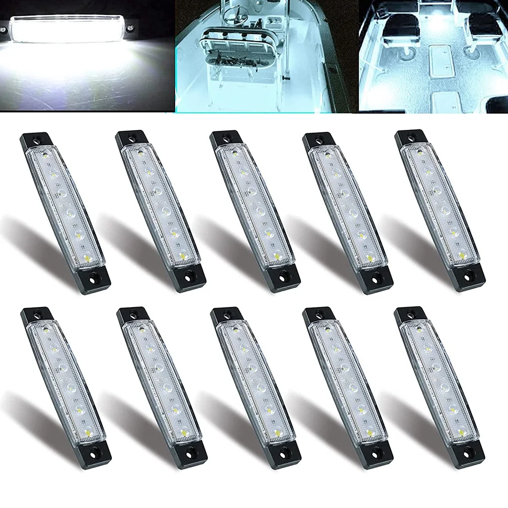 Waterproof Navegação Interior Strip Light, Luzes Marinhas Barco, Deck Degrau Transom, Iluminação Cockpit, E, 12V, 24V, 10 Pcs