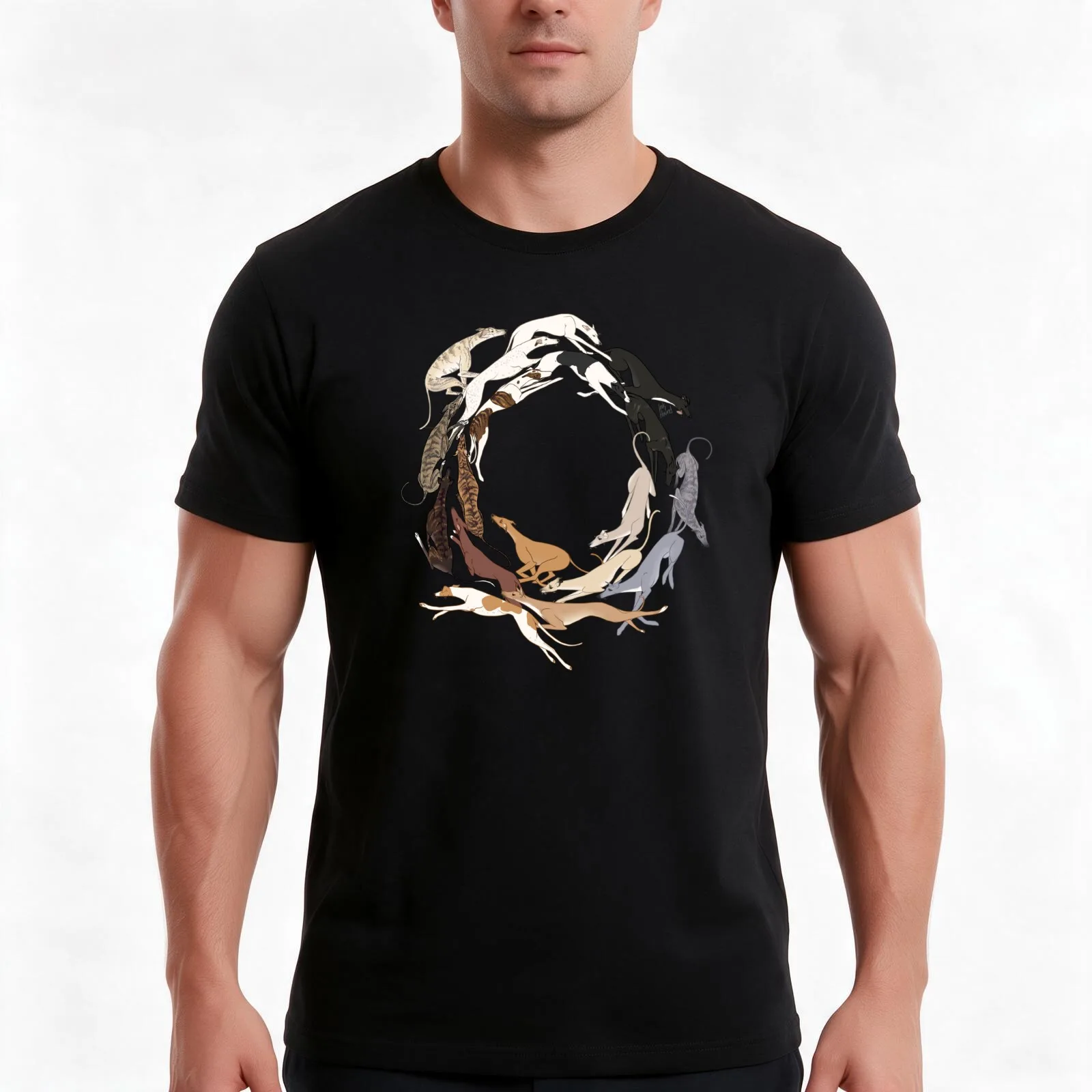 The Greyt Hound Romp T-Shirt, Summer Casual Cotton Tee, Oversized Streetwear Tops, Vintage Graphic Print, Loose Fit Short Sleeve