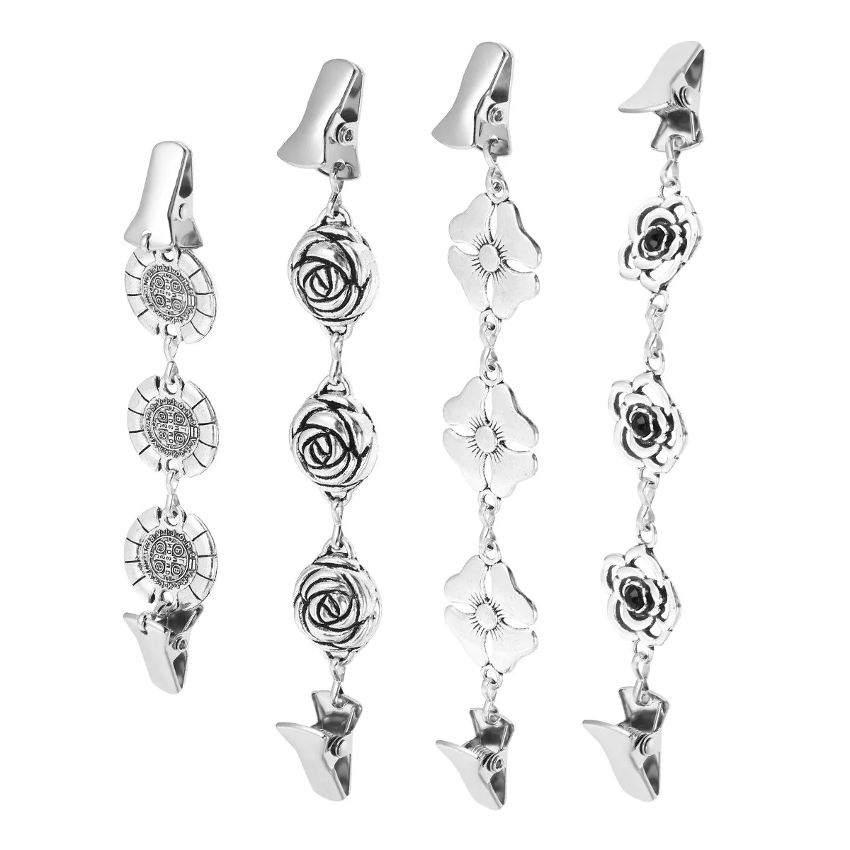 4Pcs Premium Alloy Sweater Clip Set Chic Shawl Pin Cardigan Clip Scarf Buckle Clothes Accessory for Elegance Daily Office Party