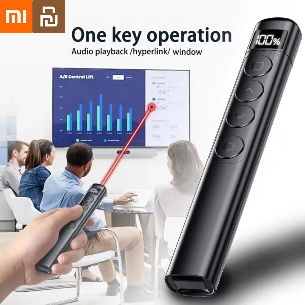 샤오미 컨트롤 페이지 넘김 펜 LCD 디스플레이 레드 라이트 포인터 레이저 슬라이드 포인터 2.4GHz RF USB 연결 슬라이드 어드밴서