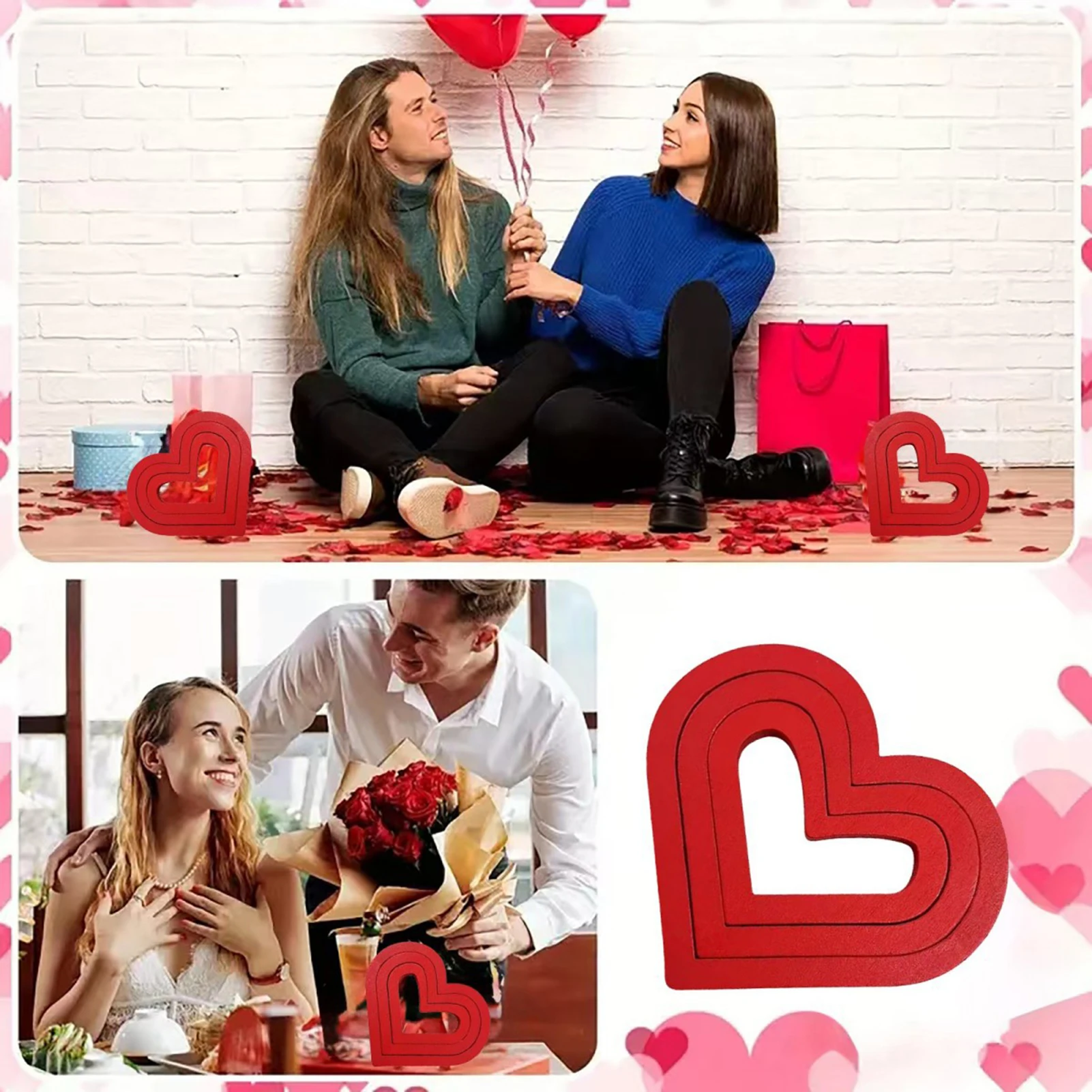 1 Set Valentinstag Liebe Herz Ornament DIY Abnehmbare Holz Rote Herz Form Zeichen Figur Statue Skulptur Hause Dekoration