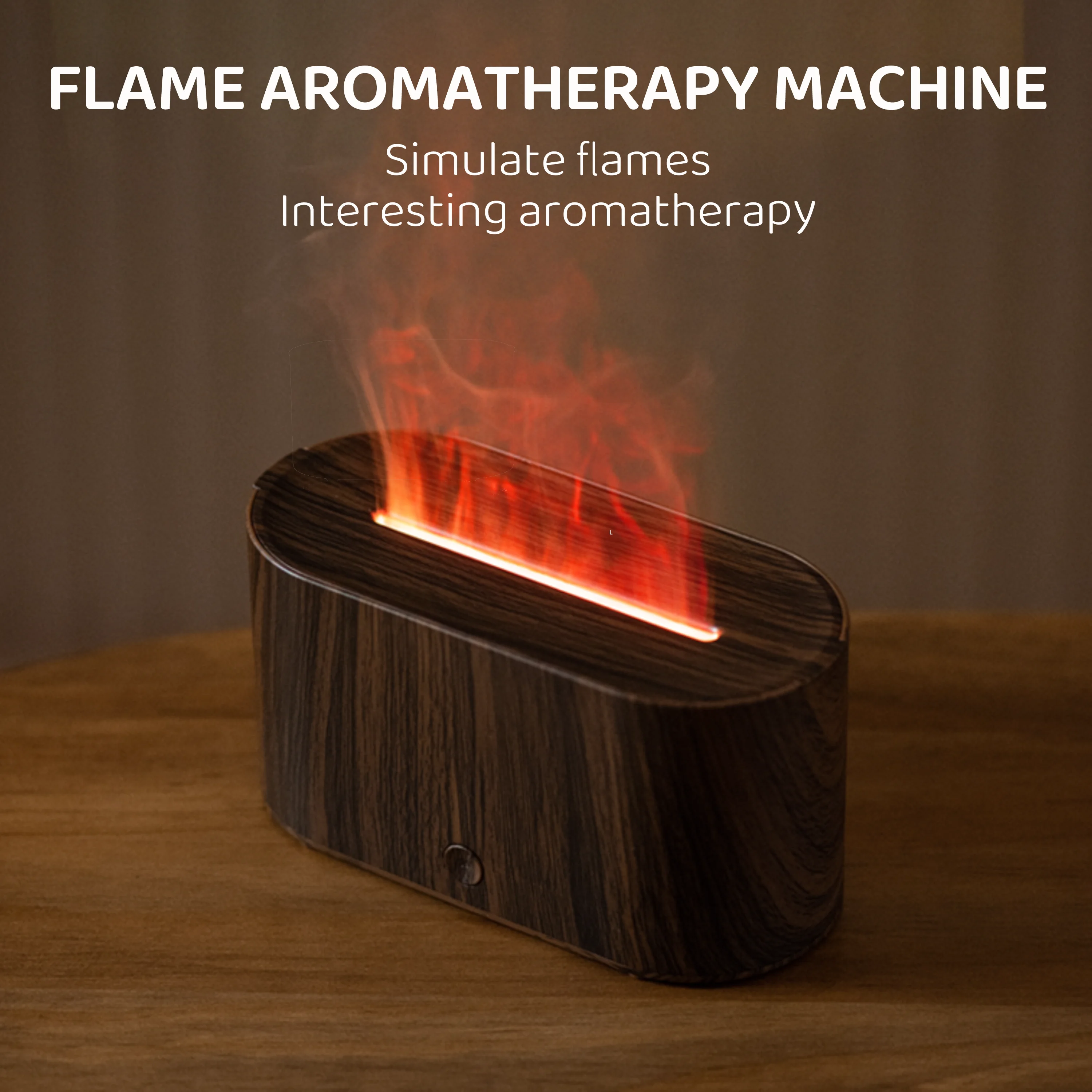 Flame Wood Grain Aroma Diffuser Humidifier Color Light USB Powered For Home Desk Decoration Gifts