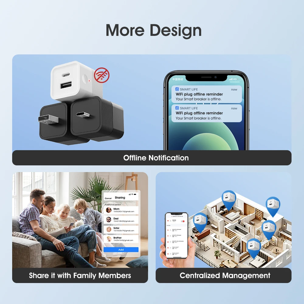 2 في 1 Tuya WiFi الذكية TypeC USB محول التبديل USB صغير محول الطاقة شاحن التوصيل توقيت التحكم الصوتي يعمل مع أليكسا جوجل