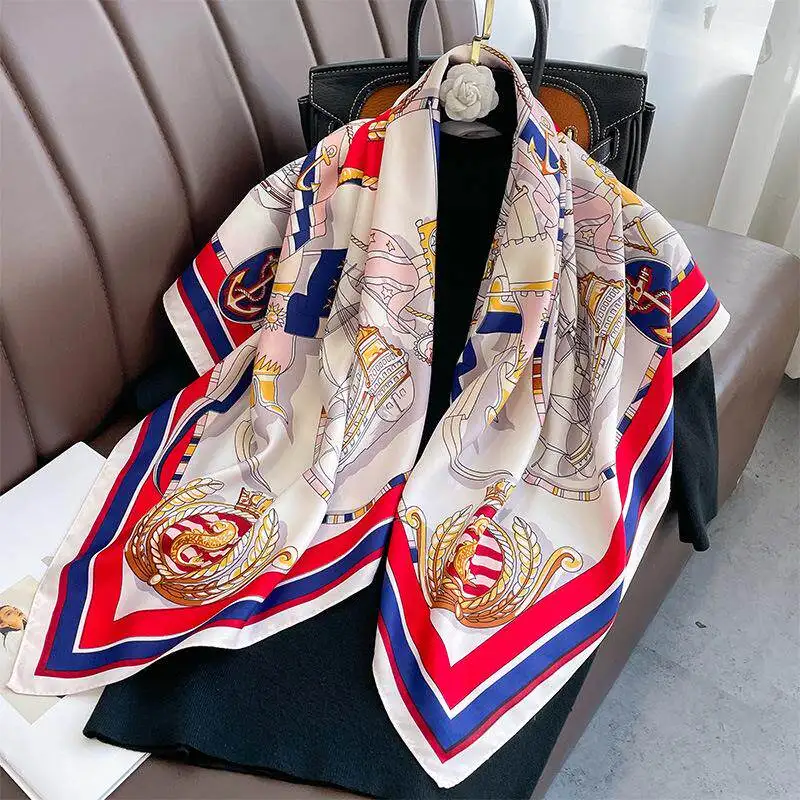 New summer fashion trend scarf women's navy style professional elegant scarf silk 90 cape European and American silk scarf