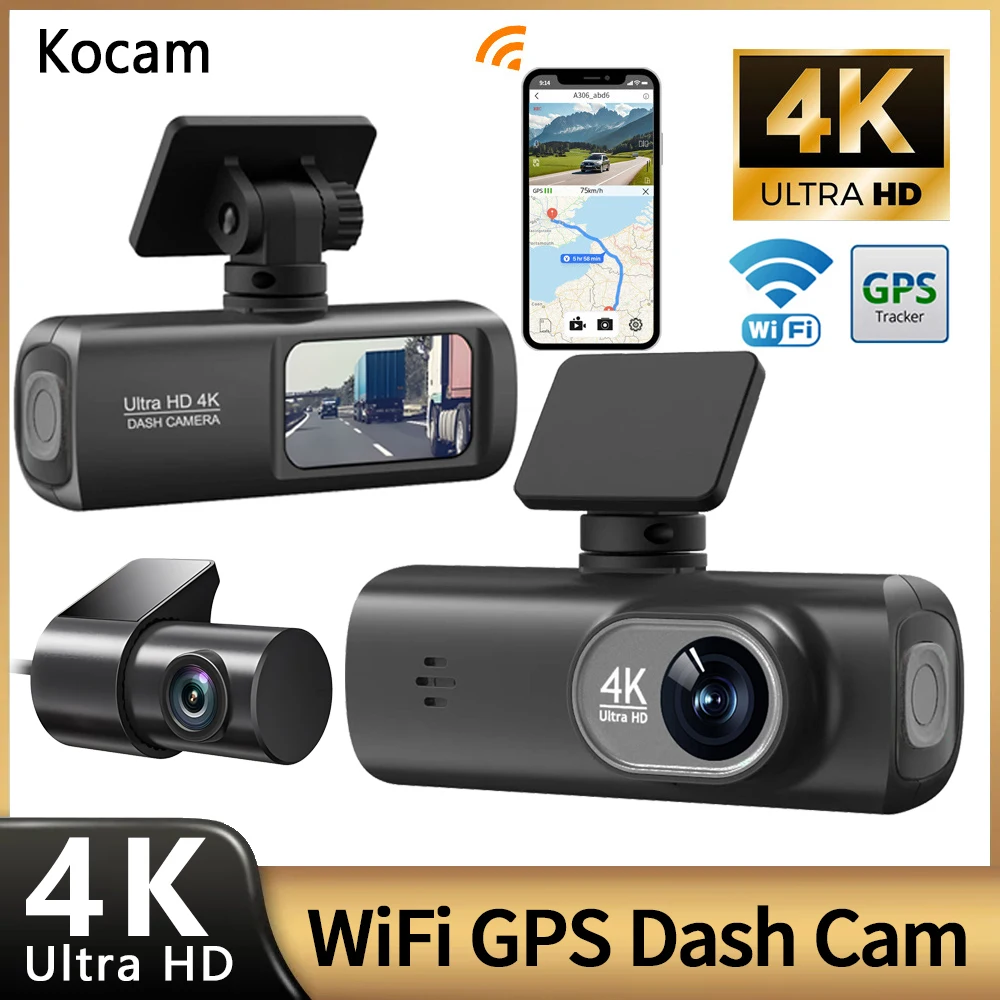 4K Dash Cam Front and Rear, WiFi GPS Dash Camera for Cars DVR Video Recorder WDR Night Vision Parking Mode Car Accessory