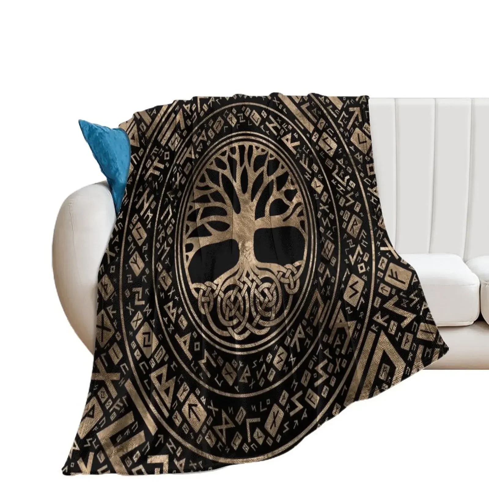 

Tree of life -Yggdrasil Runic Pattern Throw Blanket Winter beds sofa bed Luxury Throw Loose Blankets