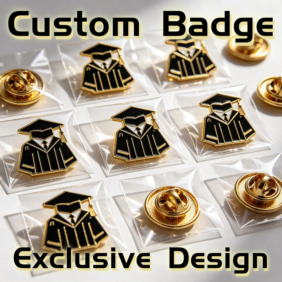 Custom Pins Graduation Cap Gown Enamel Lapel Pin Graduate Student Ceremony Backpack Clothing Souvenir Gift