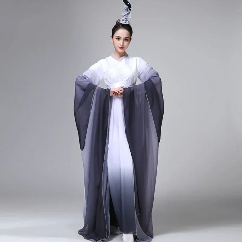 

Long Sleeve Classical Folk Dance Fairy Clothing Water Sleeves Dance Costumes Adults Ancient National Hanfu Yangko Performance