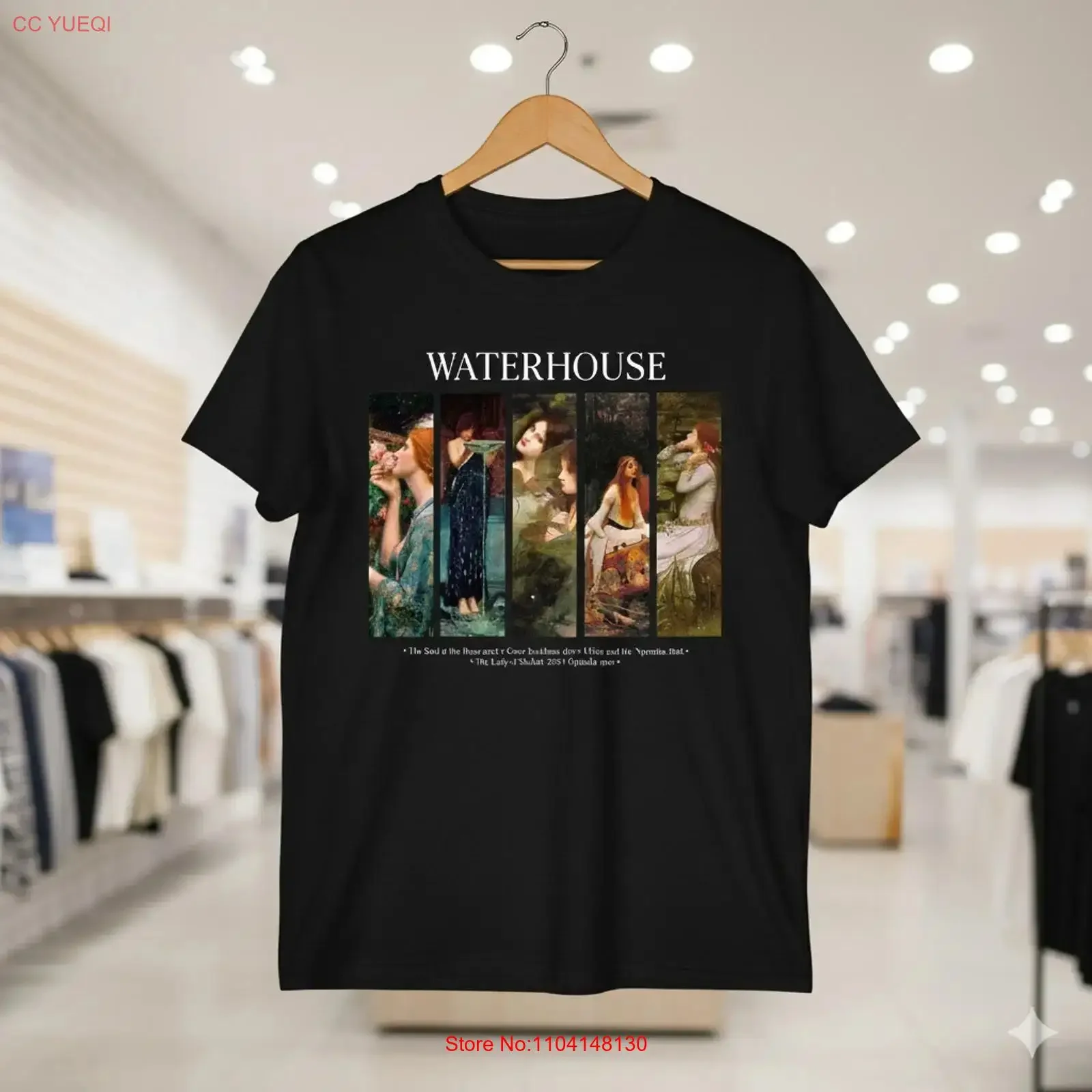 Waterhouse Art T Shirt Black Pre Raphaelite Painting T852 vintage Washed Breathable Soft Unisex streetwear Casual Slightly
