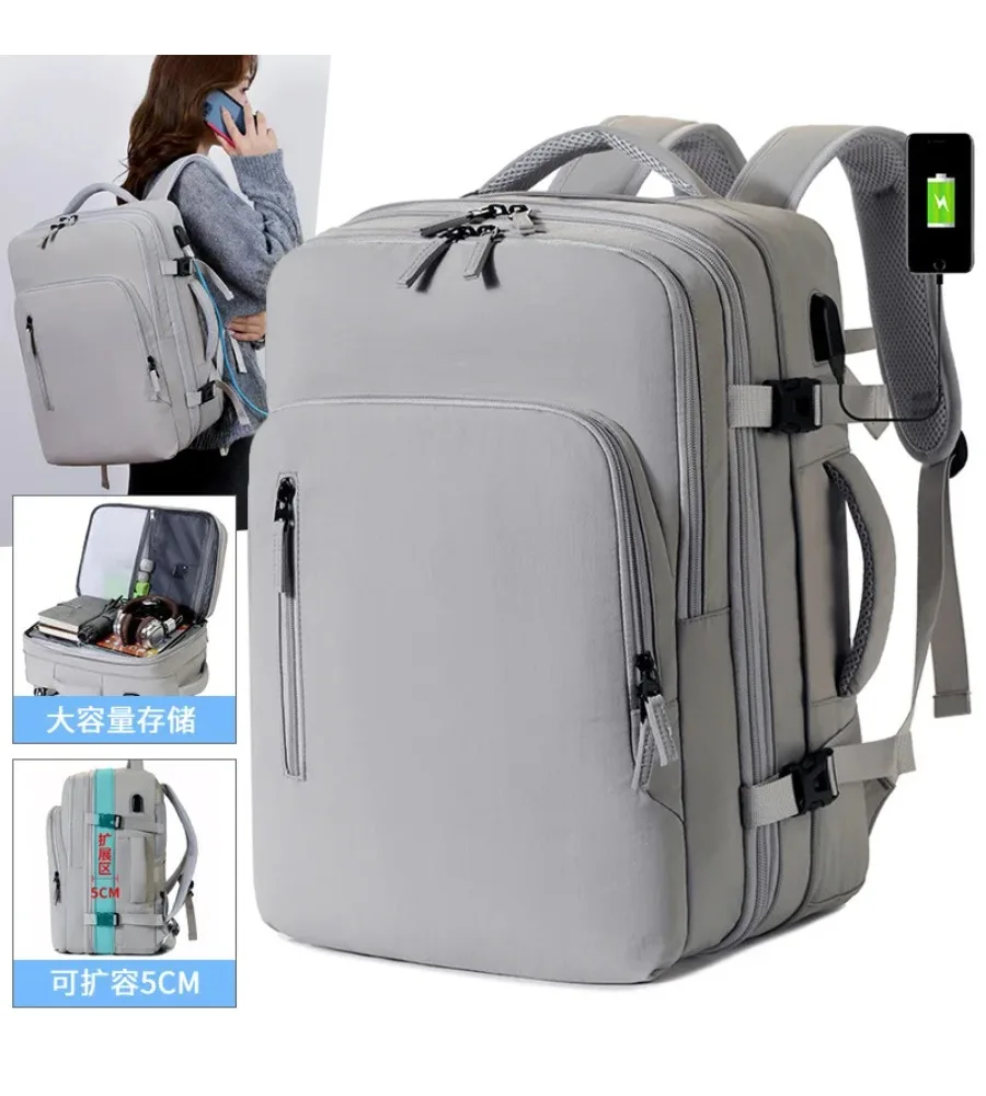 Versatile Expandable Travel Backpack With Luggage Strap For Short Business Trips
