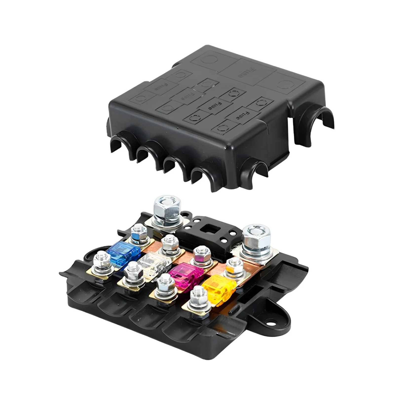 Car 5 Way Fuse Box Blade Fuse Base Fuse Holder Box For 12V/24V DC Car Power Distribution Durable