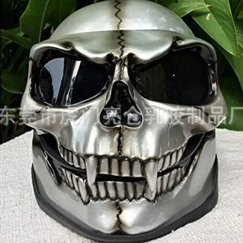 Halloween Skull Latex Hood Mask Head Cover Mouth Movable Full Head 26x30x22cm Scary Skull Face Party Supplies Cosplay Costume