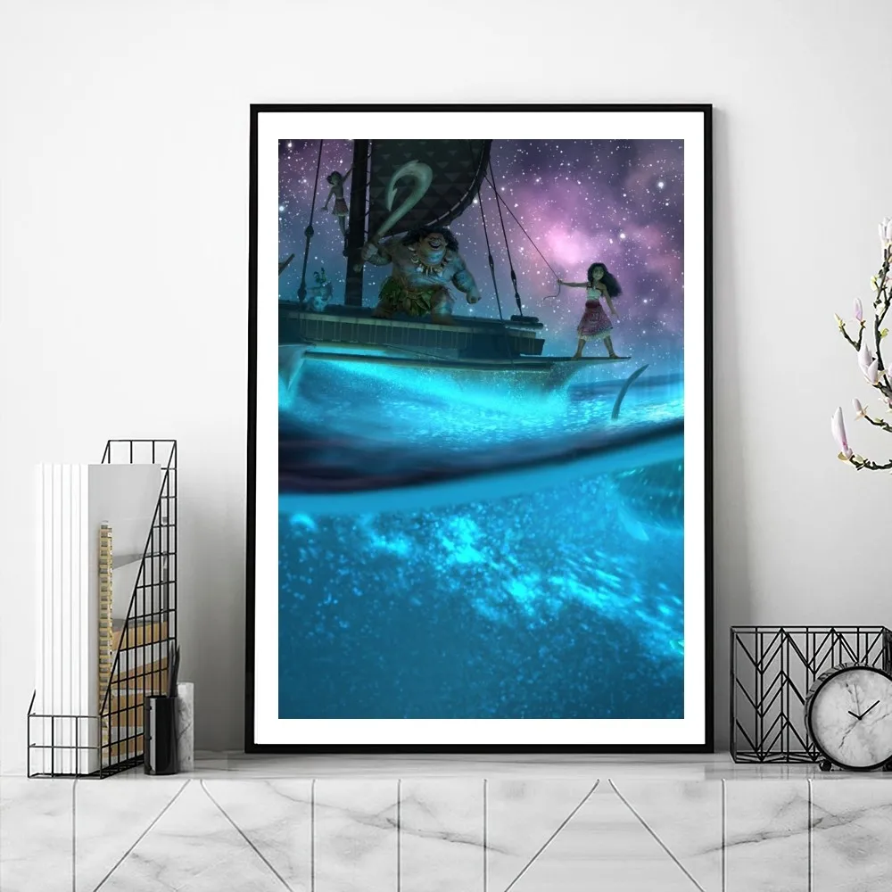 MINISO Moana 2 Movie Poster Gallery Prints Self Adhesive Home Decor Decoration Wall Decals Living Room Sticker