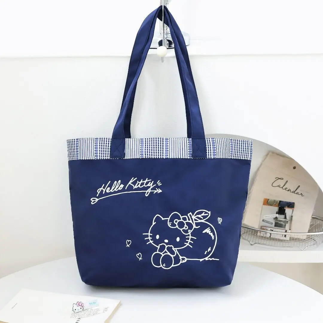 Hello Kitty Cartoon Borduurwerk Tote Bag Oxford Stof Grote Schoudertas Dames Casual Boodschappentas