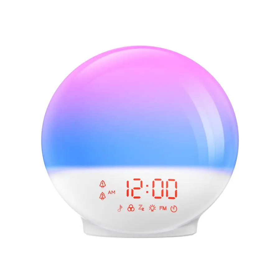 

RICIAL Wake Up Light Sunrise Alarm Clock with 10,000 Lux Therapy Light, White Noise Machine, Sleep Aid, 11 Soothing Colors, Dua