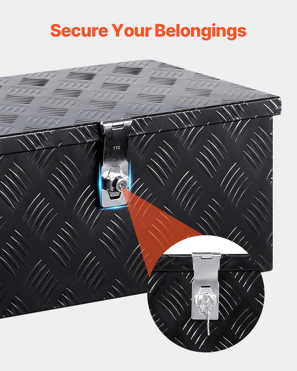 صندوق أدوات من الألومنيوم عالي التحمل مقاس 20 × 12 × 9.5 بوصة، تصميم خفيف الوزن مقاوم للعوامل الجوية لسرير بيك اب باللون الأسود #4