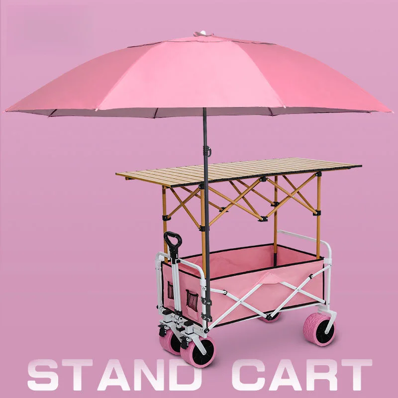 Carro de puesto para compras, carrito de picnic para acampar, mesa plegable, portátil, elevable, mercado nocturno, fideos de arroz, salchicha con sombrilla