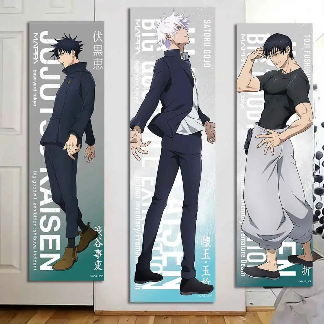 JJ-Jujutsu K-Kaisen Character Tapestry Set, Gojo Megumi Toji Wall Hanging, Anime Fan Bedroom Decor
