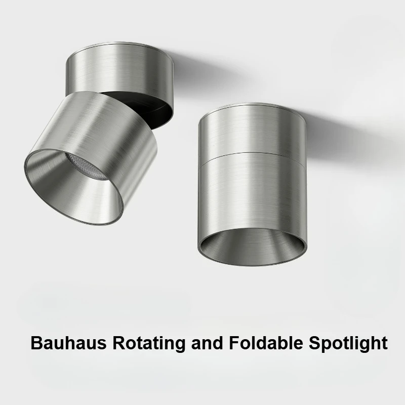 

Светодиодный потолочный светильник Bauhaus, накладной, поворотный, складной, алюминиевый, серебристый, для спальни и коридора