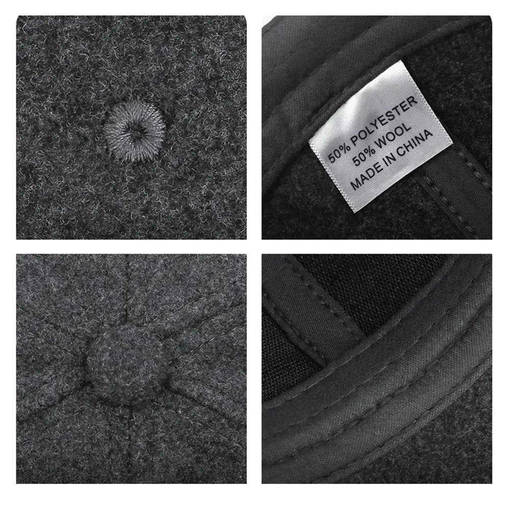 Chapeau coupe-vent en langue de canard pour l'extérieur, chapeau à rabat en feutre de laine, boucle réglable, à bords longs, Vintage, Simple et épais, casquette de Baseball