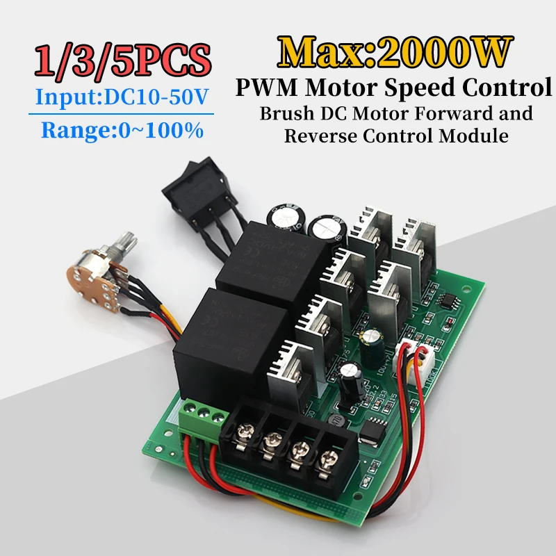 High Current 40A DC Motor Governor 10V-50V, Forward Reverse Speed Control for 12V 24V 36V Brushed Motor
