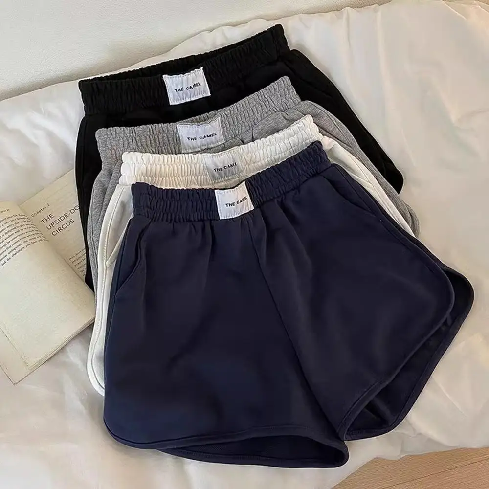 Loose High-Waist Wide-Leg Short Pants Women's Casual Home Leisure Pants Single Color Sporty Style Summer New Arrival