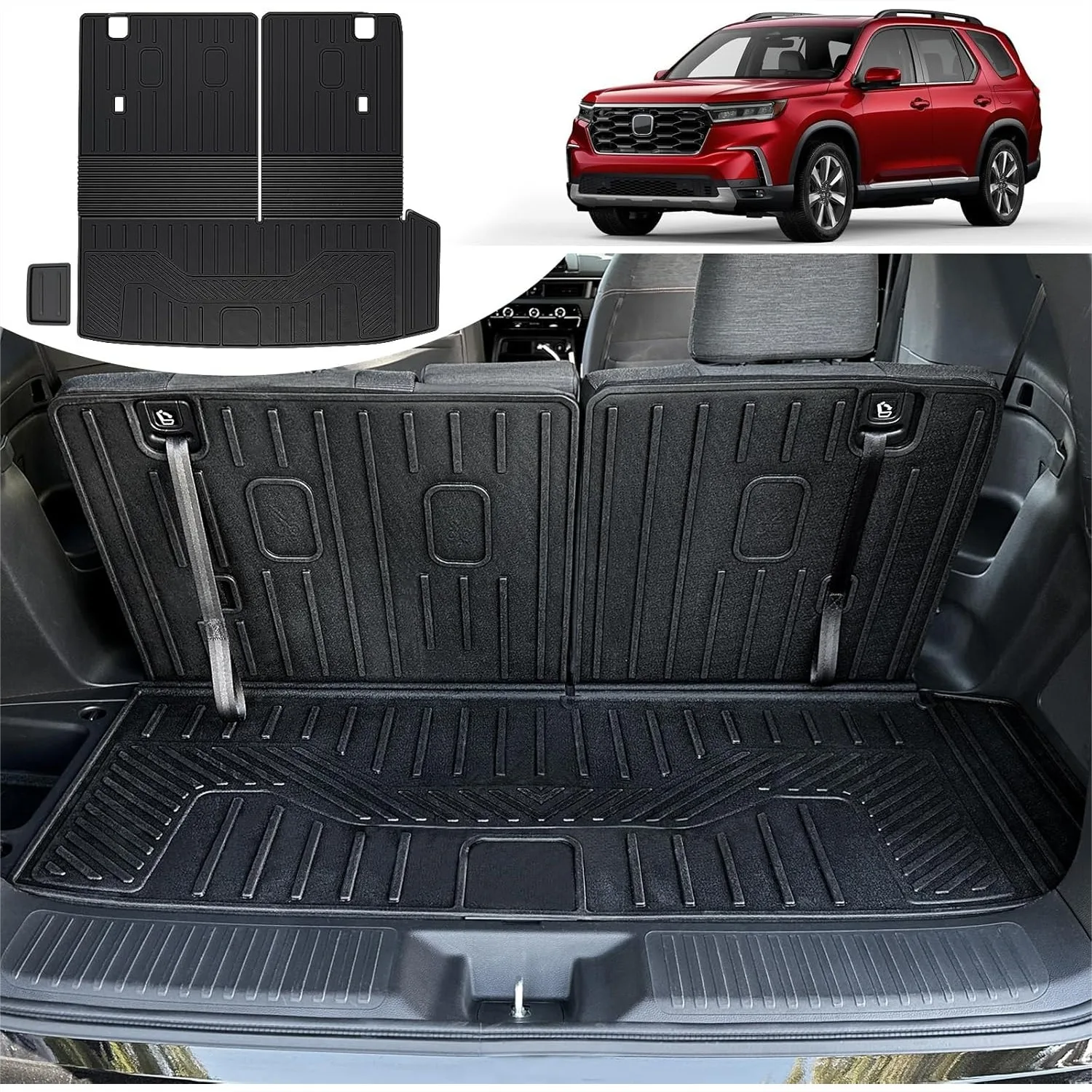 

Cargo Mat for Honda Pilot 2023-2026, All Weather TPE Cargo Liner with Backrest Mat Interior Protection for TrailSport Touring