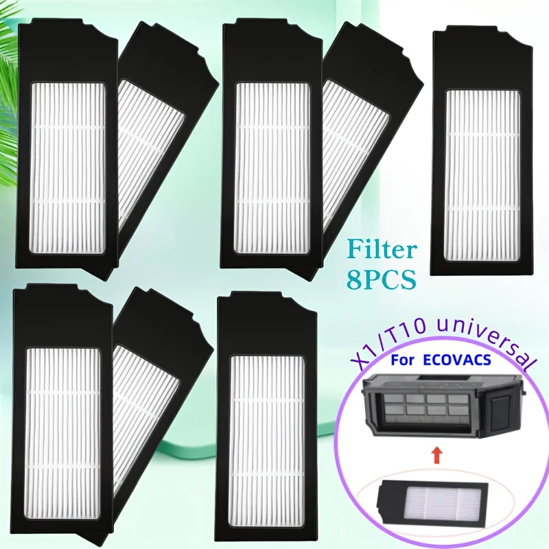 8-Pack Replacement HEPA Filters For ECOVACS DEEBOT T10/X1 Omni/X1 Turbo Robot Vacuums