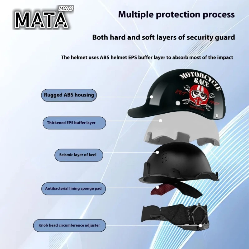 Motorcycle Helmet Retro German Classic Moto Helmet Casco Moto Half Helmet  Capacete De Moto with HD Visors - view 3