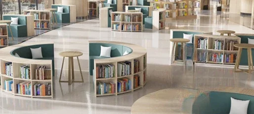 Creative S-shaped library bookshelf integrated curved sofa picture book library school storage