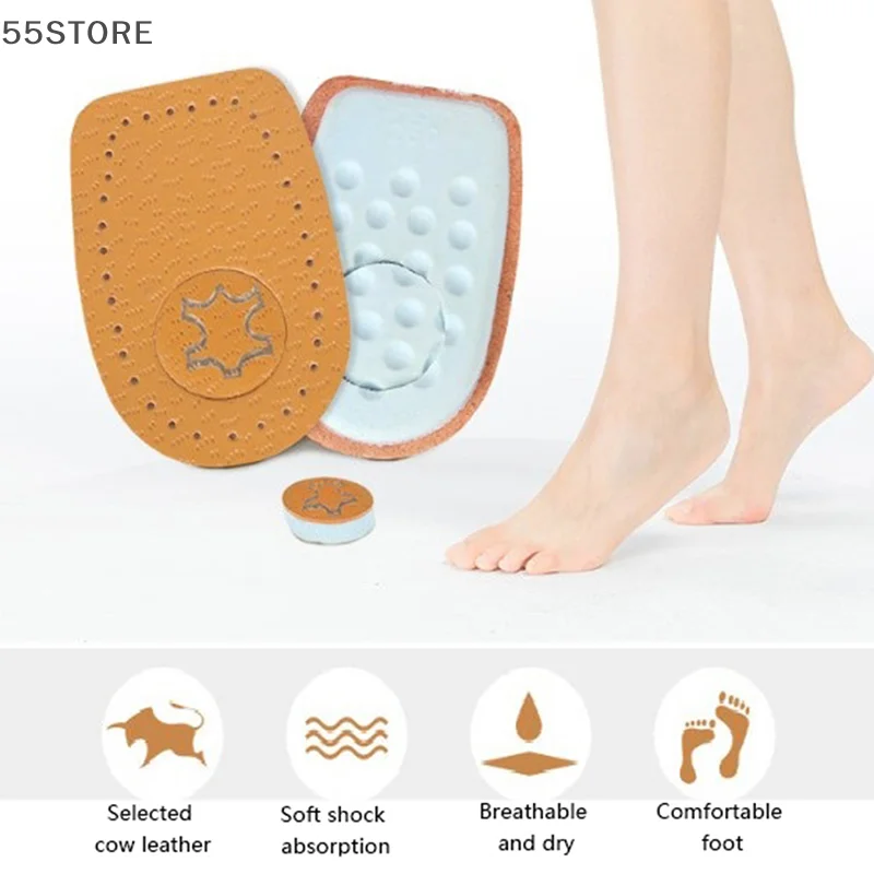 2Pcs Unisex Soft Insole Heel Support  Lift Insert Shoe Pad Height Foot Cushion