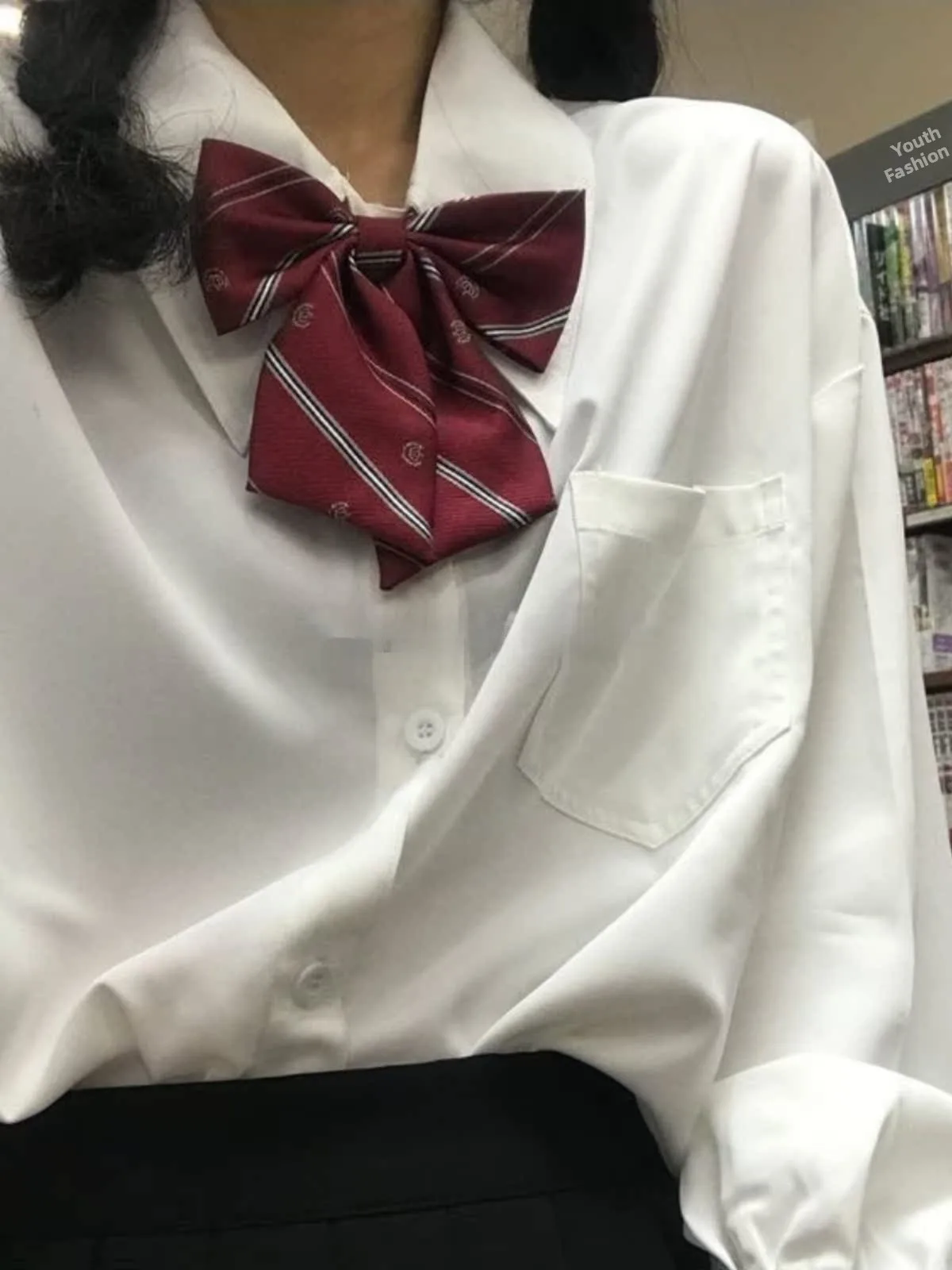 

Loose Women's Long Sleeve Shirt Spring Base Layer Turn-down Collar Small Size Knot Top High Quality Layering