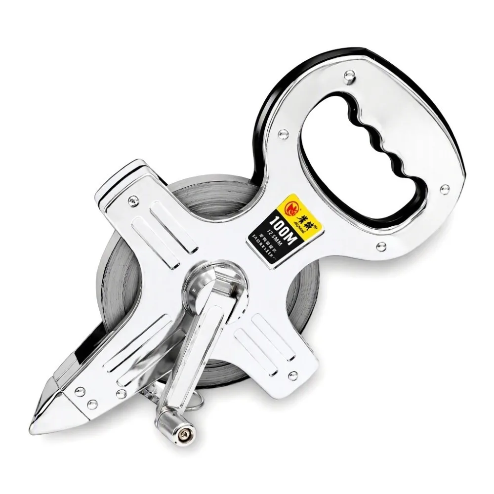 100 Meter Length Open Reel Tape Measure Stainless Steel Frame Metric Measuring Portable Tape Measure Measuring Tape