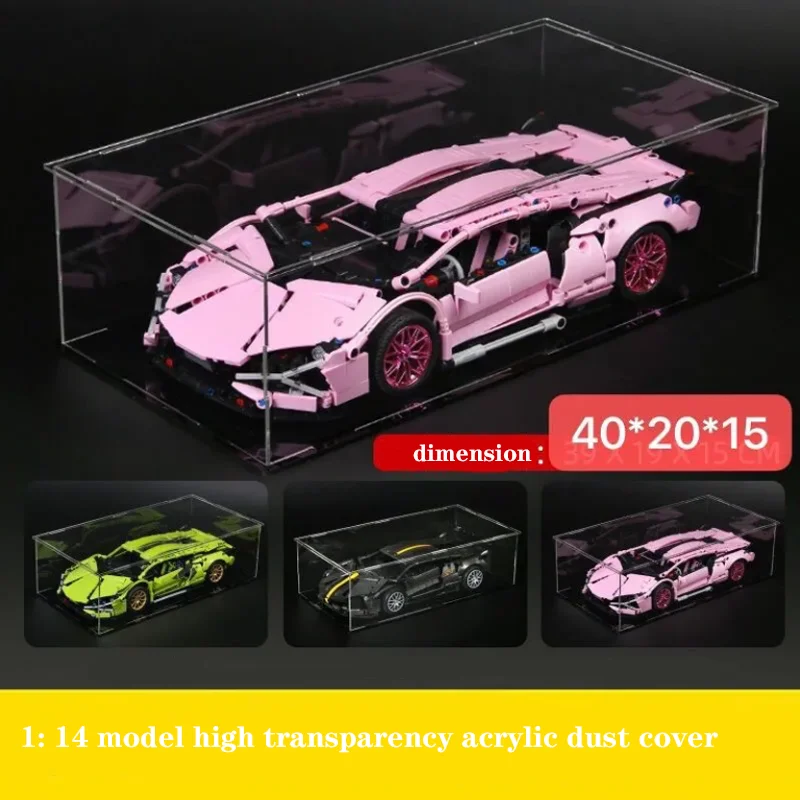 Transparent dustproof boxacrylic display boxsuitable for 1:14 building block car models handoperated transparent dustproof box