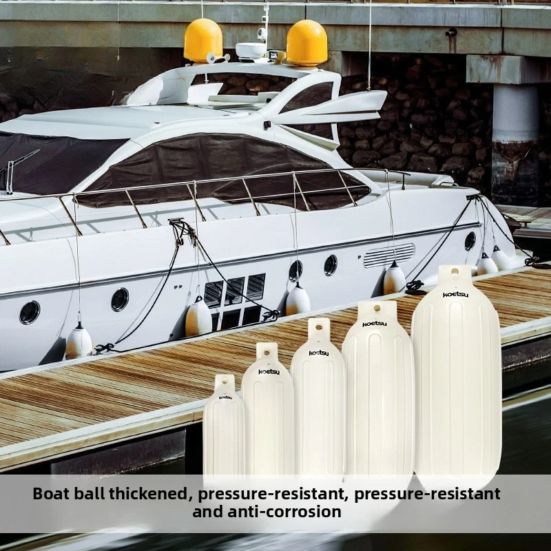 Yacht Boat Bumper Anti-collision Speedboat Fender Ball Inflatable PVC Docking Ball G2 51X14CM White for Boats Length 3-6 Meters