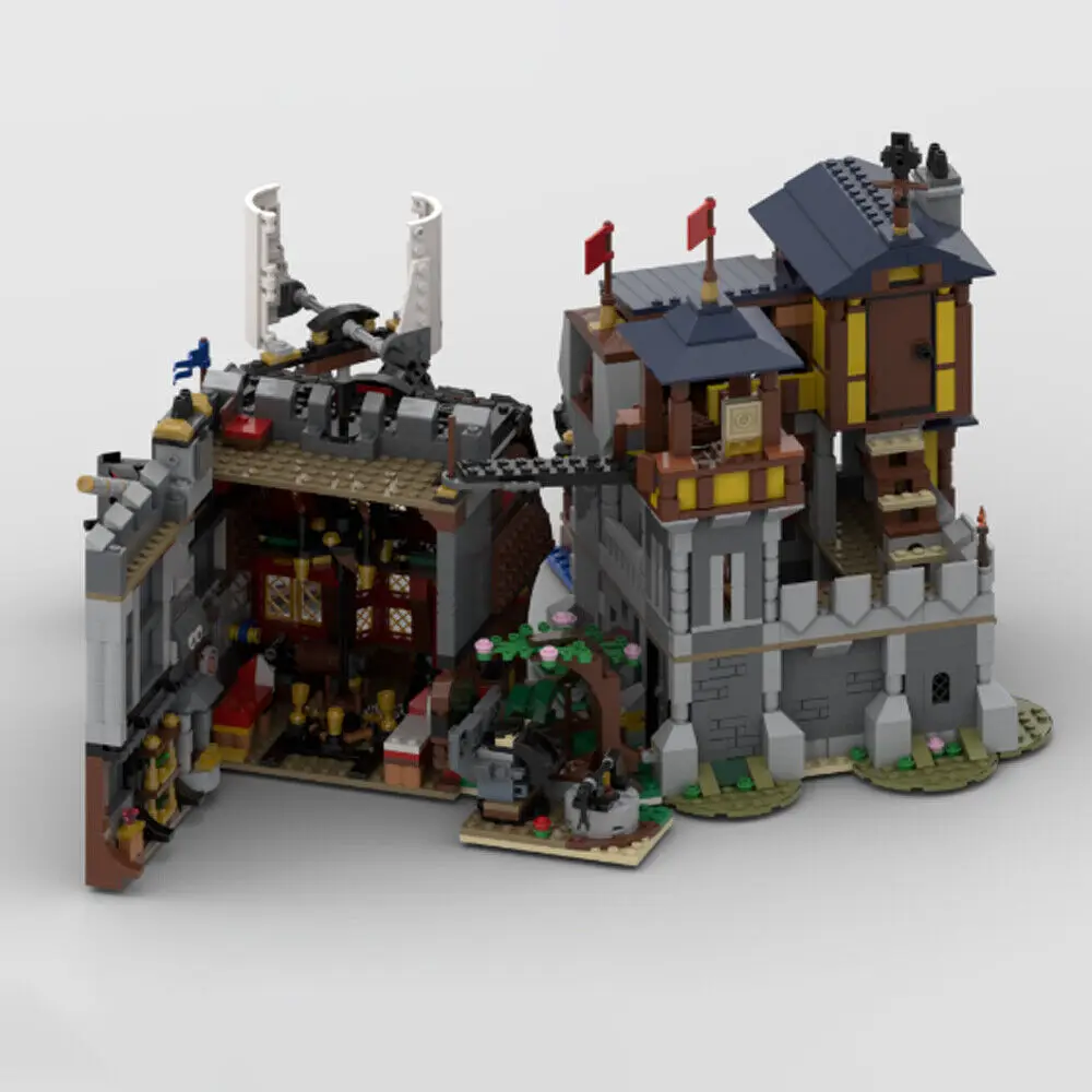 2284pcs UCS MOC Castle Port and Pirate Tavern with Ship and Garden Path Building Blocks Assembling Toys MOC-150348