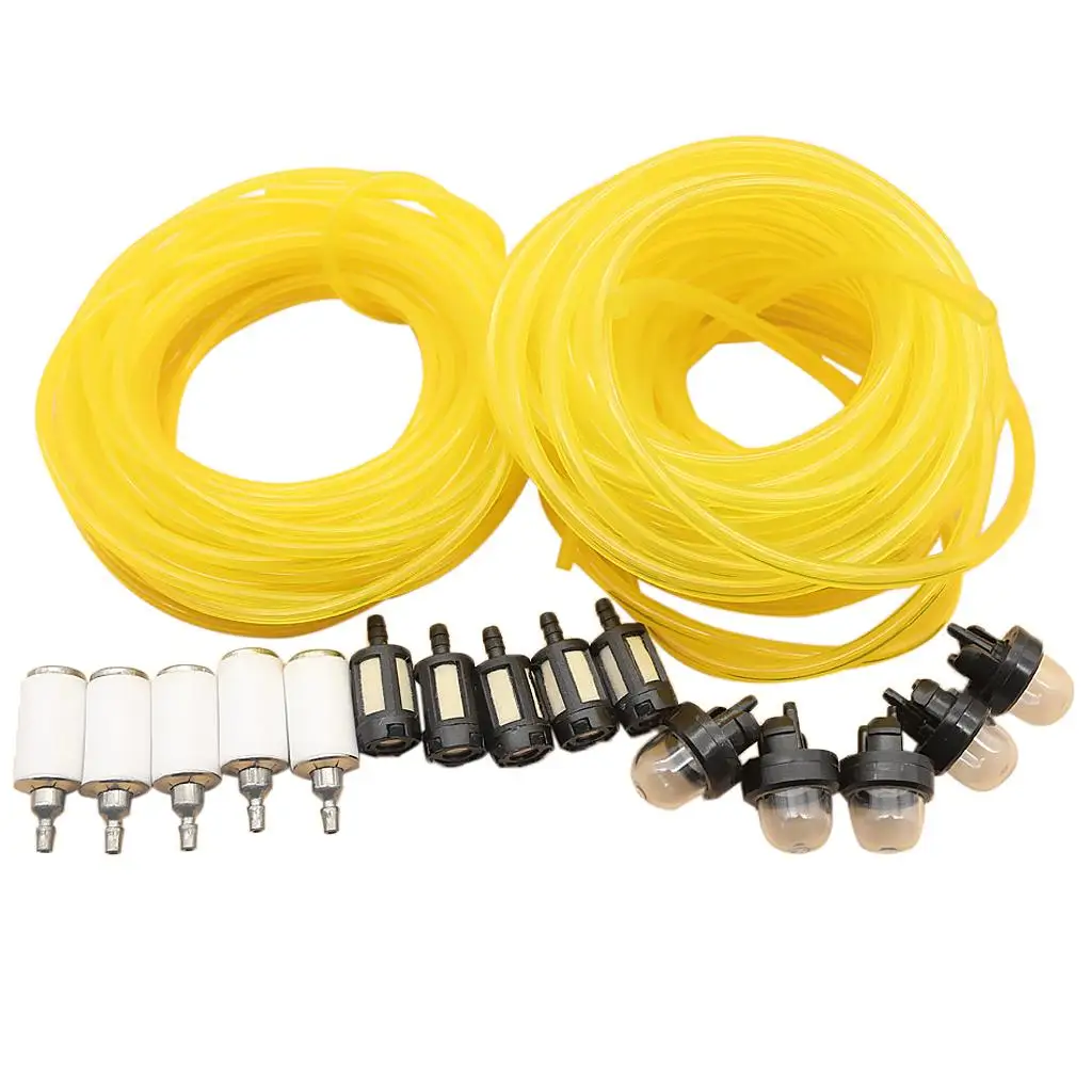 Replacement Petrol Fuel Line Hose Fuel Filters With Primer Bulb for Chainsaw