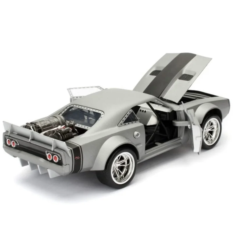 Carro fundido Jada Toys Fast and Furious Dom\'s Ice Charger para crianças e adultos, brinquedos prateados, 1:24