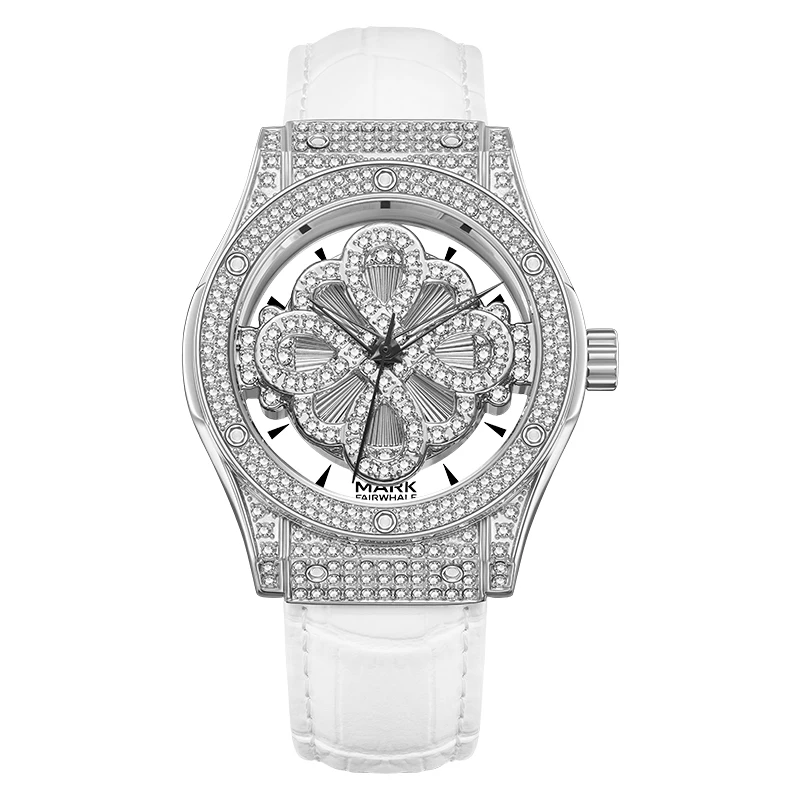 Mark Fairwhale 3710 Women's Quartz Movement Watch with Diamond Dial And Leather Strap - Waterproof Luxury Watch for Women